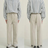 Riolio  Cotton Beige Pants Men Fashion Drawstring Casual Pants Men Streetwear Korean Loose Straight Pants Mens Trousers M-2XL