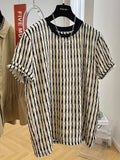 Riolio  Streetwear Fashion Mens T Shirts Striped Textured Breathable Loose T-shirt For Men Summer New Casual Crew Neck Short Sleeve Tees