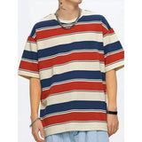 Riolio  Top Quality 100% Cotton Horizontal Stripes Simple Fashion  Men's T-shirt Classic Timeless O Neck Tops Casual Unisex Tees