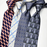 Riolio  New Luxury Silk Neckties Plaid Diamond Pattern Neck Ties For Men 10CM Casual Gray Green Soft Tie Groom Wedding Accessories