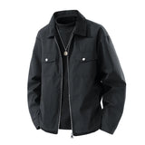 Riolio Simple and Premium Jackets Men's Lapel Jacket Men's Korean Version Solid Color Loose Casual Versatile Commuting Men's Jacket