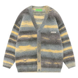 Riolio men's Wear Vintage Striped Cardigan Knitted Top Jacket For Men And Women Trendy Loose-Fit Couple Korean Style Sweater