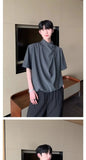 Riolio Retro New Chinese Style High-end Shirt Short-sleeved Men Women Korean Style Summer Fashion Irregular Button Design Top Urban