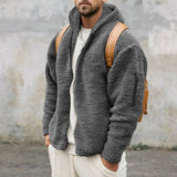 Riolio  Men's Autumn and Winter Double-Sided Fleece Warm Jacket  Loose Hooded Casual Jacket