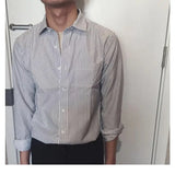 Riolio  New Korean Style Slim Striped Long-sleeved Shirt for Men Hong Kong Style Casual Retro Square Collar Loose Large Size Men's Shirt