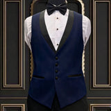 Riolio  Men Vest Ivory With Black Lapel Single Breasted Waistcoat For Banquet Wedding Business Work Office Casual Daily Men Suit Vest