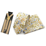 Riolio  Men's High Quality 6.5cm Floral Leaves Cotton Tie Handkerchief Suspender Set Novel Gentleman Artistic Wedding Accessories Gifts