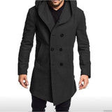 Riolio New Men's Coat Spring Autumn British Men Hooded Silk Floss Woolen Coat Fashion Casual Woolen Coat