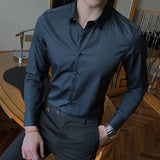 Riolio New Fashion Cotton Long Sleeve Shirt Solid Regular Fit Male Social Casual Business White Black Dress Shirts 5XL 6XL 7XL 8XL