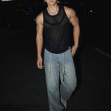 Riolio  Mens Vest Hollow Jogging Casual Thin Tank Top Breathable Daily Sports Fitness Gym Sleeveless T-Shirt Men'S Clothing New