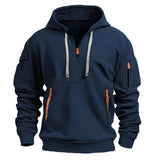 Riolio  Spring Autumn Men's Pullover Hoodies Fashion Mens Solid Color Multi-pocket Hooded Coats Mens Sports Zipper Sweatshirts Clothing