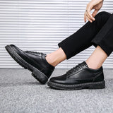 Riolio  Men Footwear Soft Cowhide Casual Flat Brand Pure Black Casual Shoes Mens Oxford Shoes for Men