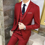 Riolio Blazers Jacket Pants Vest 3 Pcs Set / Fashion New Men's Casual Boutique Business Solid Color Slim Dress Suit Coat Trousers