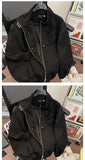Riolio American Cityboy Jacket Wash Canvas Deconstructed Stand Collar Coat Design Sense Top Spring Autumn Korean Trend Bomber Jacket