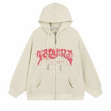 Riolio Autumn Men's Goth Corduroy Zip Up Hoodies Hip Hop Fashion Foam Print Jacket Women's Y2K Vintage Streetwear Hoody Sweatshirts