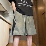 Riolio  Men's Casual Shorts Black With Gray Stripes Elastic Waist Drawstring Lightweight Summer Shorts