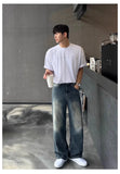 Riolio Autumn New Chic Men Straight Jeans Light Luxury Stylish Vintage Denim Pants Korean Style Urban Fashion Leisure Washing Trousers