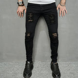 Riolio Streetwear Ripped Slim Men Pencil Jeans Pants Stylish Male Hip Hop Stretch Holes Casual Denim Trousers