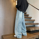 Riolio  Winter Velvet Wide Leg Jeans Side Striped Straight Casual Fashion Denim Trousers Hip Hop Streetwear Warm Pants Plus Size 8XL-M