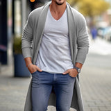 Riolio Men's Thin Knitted Sweater Cardigans Solid High Quality Soft Long Woolen Coat Jacket for Men Spring Autumn Knitted Jacket