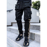 Riolio Spring And Autumn Cargo Pants Men's Fashion Brand Elastic Multi-bag Reflective Straight Leg Sports Fitness Casual Pants