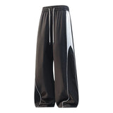 Riolio  Outdoor Casual Loose Leggings Thin Summer Youth High Waist Straight Leg Pants Quick Dry Color Block Fleece Polyester