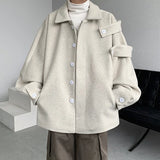 Riolio Streetwear Woolen Coat Men's Autumn Winter Minority Lapel Jacket American Retro Loose Casual Asymmetrical Jacket