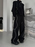 Riolio American High Street Style Retro Trend Functional Style Drawstring Loose Sports Wide-leg Trousers Autumn Winter New Style Pants