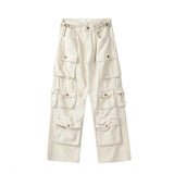Riolio Street Popular White Multi-pocket Overalls Men's Harajuku Style Loose Casual Trousers Straight Mopping Pants Autumn New