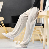 Riolio  Men's Cotton Linen Loose Casual Thin Summer Long Pants Faionable Ci Sle Straight Leg Pants mid Low Waist Classic Sle