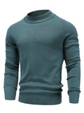New Winter Men's Mock Neck Sweater Fashion Solid Color Warm Knitted Pullovers Men Casual Elastic Sweaters Male Autumn Knitwear