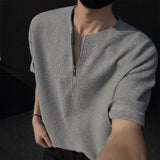 Riolio  Zip T Shirt Men Short Sleeve Summer Trendy Casual Fashion All-match Shirt