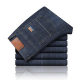 Riolio New Ice Silk Thin Denim Jeans For Men Blue Straight Stretch Cotton Pants Business Casual Lightweight Trousers Spring Summer