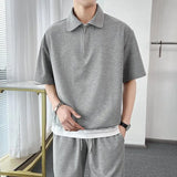 Riolio  Summer New Pattern Large Size Men's Clothing Loose Half Zipper Polo Shirt Trendy Style Turn-down Collar T-Shirts Chic Tops