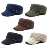 Riolio Washed Cotton Flat Caps Summer Autumn Adjustable Belts Army Cap Military Style Cadet Chapeau Women Men Outdoor Painter Hats