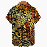 Riolio Short Sleeve Leopard Men's Shirts For Man Clothing Hawaiian Fashion 3D Print Thin Lapel Floral Casual Oversized Imported Camisa