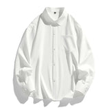 Riolio 6 Colors Men's Baggy Long Sleeve Shirt Fashion Korean Lapel Coat Tops Youth Casual Classic Simple Male Clothes Trendy Brand
