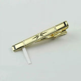 Riolio  New Men's 5cm Metal Gold Slim Tie Bar Wedding Party Business Accessory Stainless Steel Material Tie Clip Clamp Irregular Design