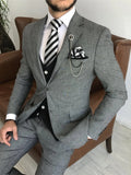 Riolio  Daily Grey Business Suit Set 3 Pieces Blazer Vest Pants For Men,Notched Lapel Tuxedo Wedding Prom Wear,Customized Men's Suits
