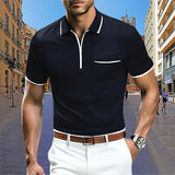 Riolio Men's Summer Casual Short Sleeved Polo Shirt Office Fashion Lapel Pocket T-shirt Men's Breathable Polo Shirt Men's Clothing