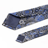 Riolio  New Men's Polyester Tie Pocket Square Cufflink Set Green Wine Red Brown Paisley Flower Necktie Business Party Accessories Gifts