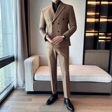 Riolio  Black Black Slim Fit Three Piece Suit Korean Style Double Breasted Autumn Winter Men's Fashionable AE Stock