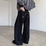Riolio  Mens Trousers Zipper Pocket Design Casual Pants Streetwear Fashion Youth Campus Luxury Niche Wide-Leg Pants Men'S Wear New