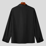 Riolio  Spring Autumn New Men's Shirt Design Irregular Turn-down Collar Tops French Fashion Show Unique Buckle Men Long Sleeve Shirt