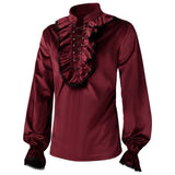Riolio Medieval Gothic Clothes Men Renassiance Vintage Velour Lace Up Vampire Shirt Halloween Cosplay Costume Mittelalter Camisa Hombre
