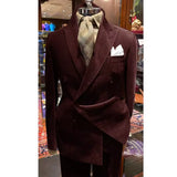 Riolio  New Men's Corduroy Grass Green Suit Two-piece Solid Color Business Casual Suit Suit Pant Sets Blazers Man Suite Costumes Elegant