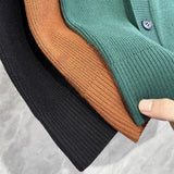 Riolio Men's Luxury Knitted Pullover Sweater Vest Casual Streetwear Button Solid Color O Neck Sleeveless Loose Stylish Vintage Knitwear