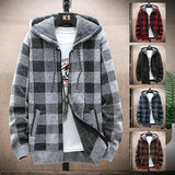 Riolio Men's Fashion Jacket Coat Checkered Soft Sweater Y2K Clothing Streetwear Hoodies Fleece Wool Cashmere Windbreaker Cold Overcoat