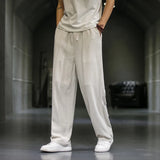 Riolio  Men's Cotton Linen Loose Casual Thin Summer Long Pants Faionable Ci Sle Straight Leg Pants mid Low Waist Classic Sle