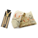 Riolio  Men's High Quality 6.5cm Floral Leaves Cotton Tie Handkerchief Suspender Set Novel Gentleman Artistic Wedding Accessories Gifts